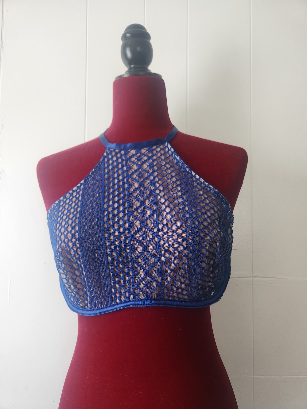 Victoria's Secret Blue Crochet High-Neck Bralette